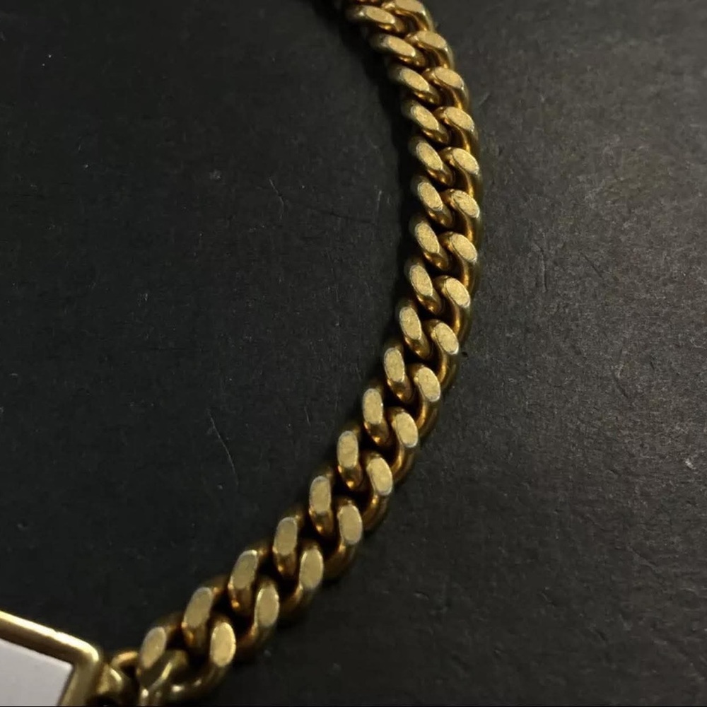 Dior Gold Curb Chain Bracelet W Logo Plaque White Accent - Picture 11 of 15